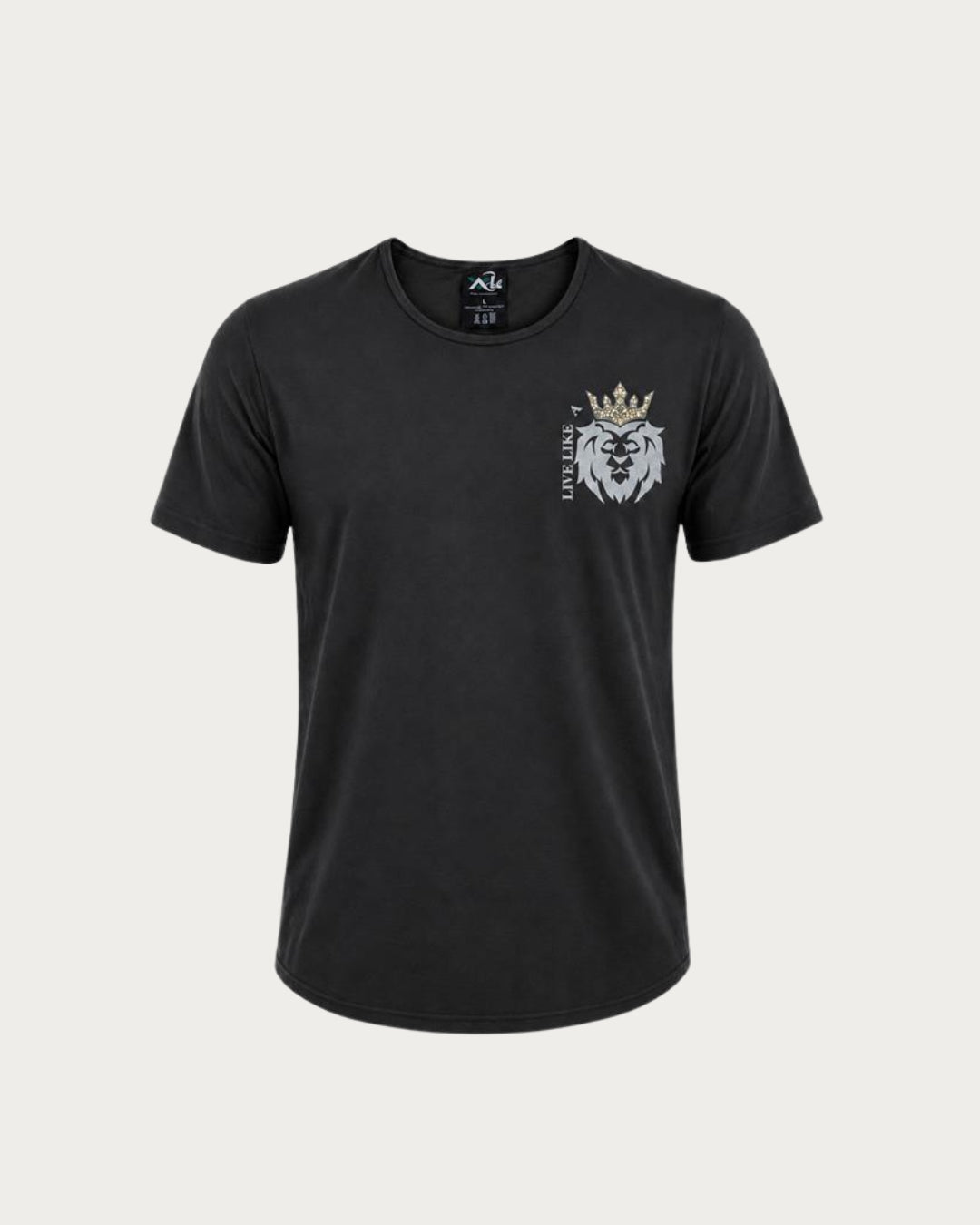 Vaslhub Live Like A Lion black T-shirt for men with front view