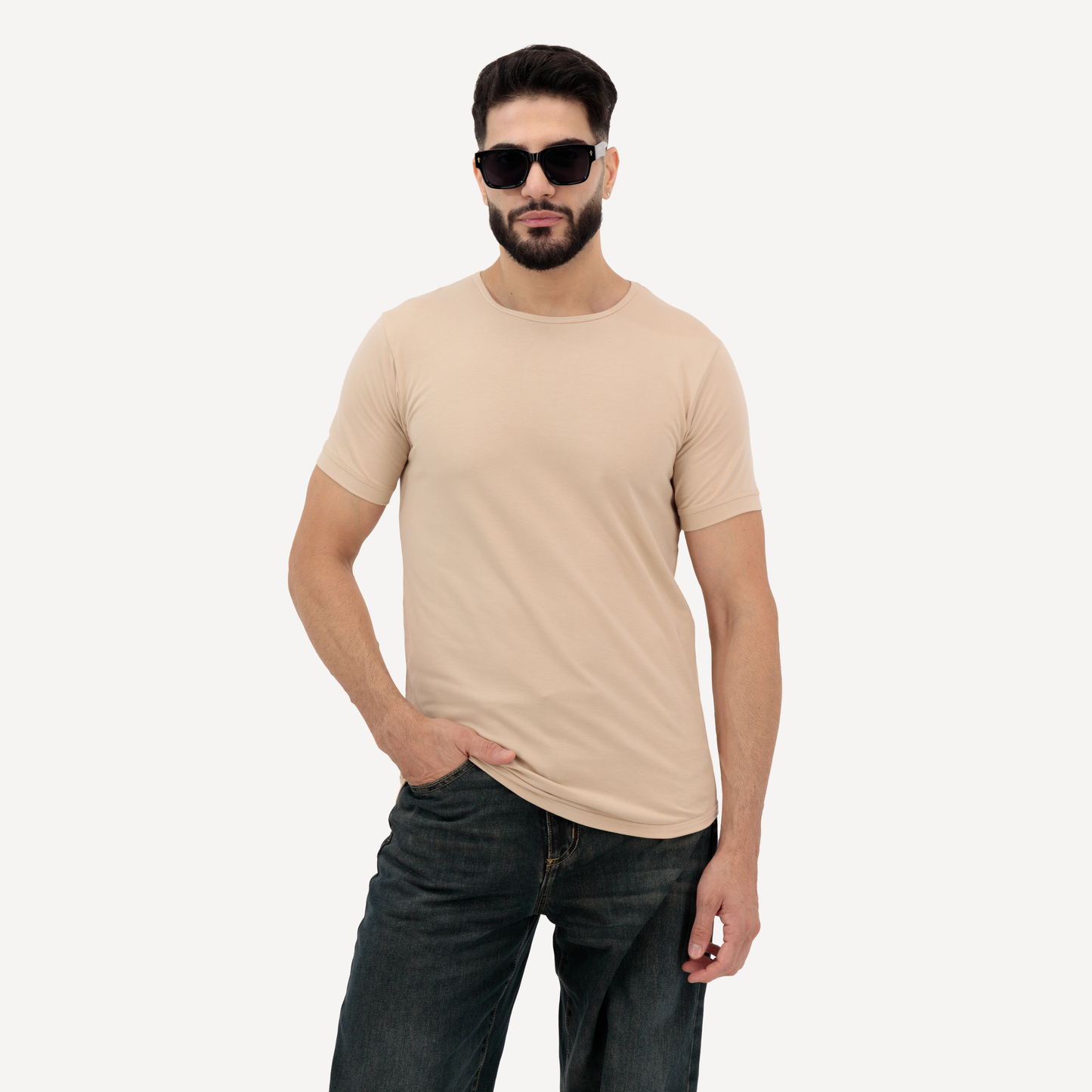 Dynasty Collection Best Plain Cotton T Shirts for Men Sandstone and Black
