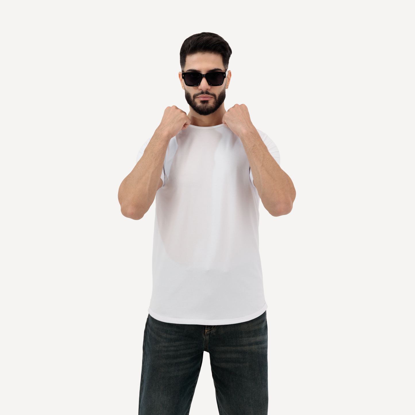 Men’s 2-Pack Plain Cotton Crew Neck T-Shirts – White & Mist