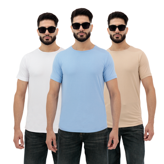 Dynasty Collection – Best Plain Cotton T Shirts in ( White, Mist, Sandstone)