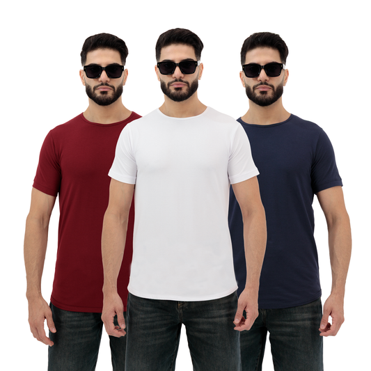 Dynasty Tees – Plain T-Shirt for Men in White, Navy & Rosewood