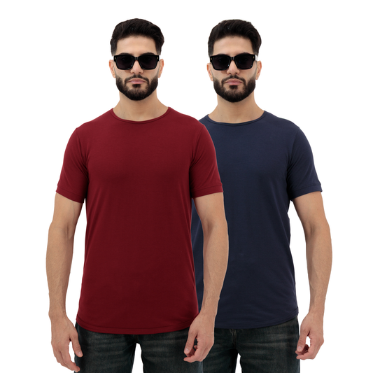 Dynasty Tees – Plain Men’s T-Shirts in Sandstone & Navy Blue