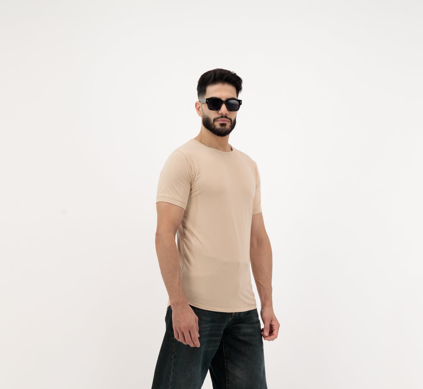 Dynasty Collection Best Plain Cotton T Shirts for Men Sandstone and Black