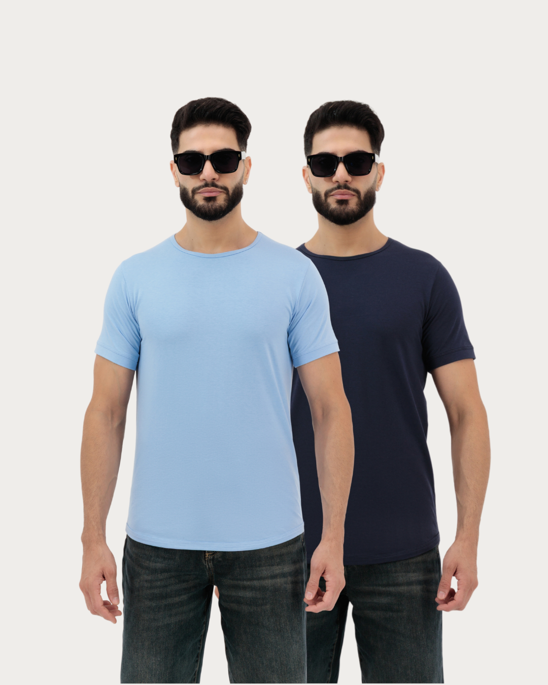 Plain Tee Shirts for Men – Pack of 2 | Mist & Navy Blue