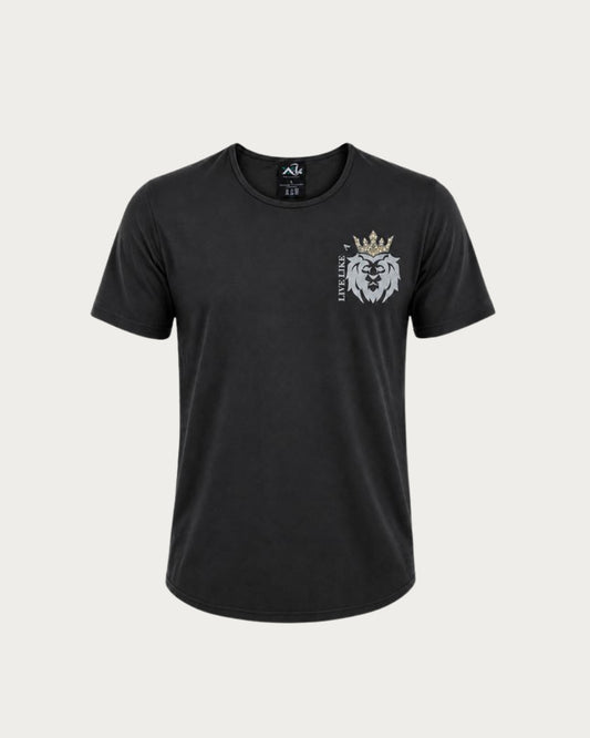 Vaslhub Live Like A Lion black T-shirt for men with front view